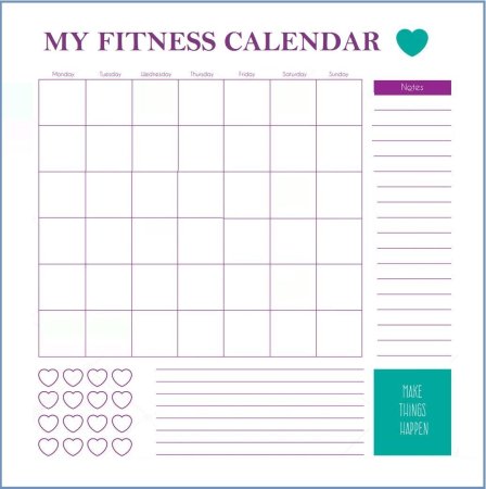 Календарь тренировок на месяц