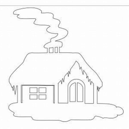 Вытынанка дом с дымом из снежинок