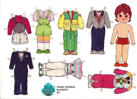 Бумажные куклы мальчик и девочка с одеждой