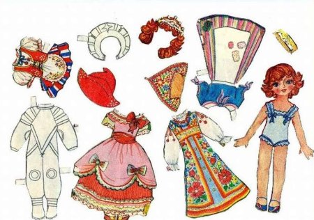 Русский народный костюм для бумажной куклы
