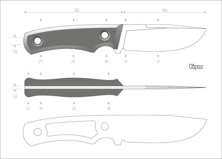 Нож охотничий малый чертеж