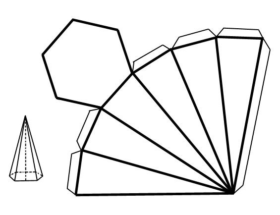 Развертка 6 угольной пирамиды