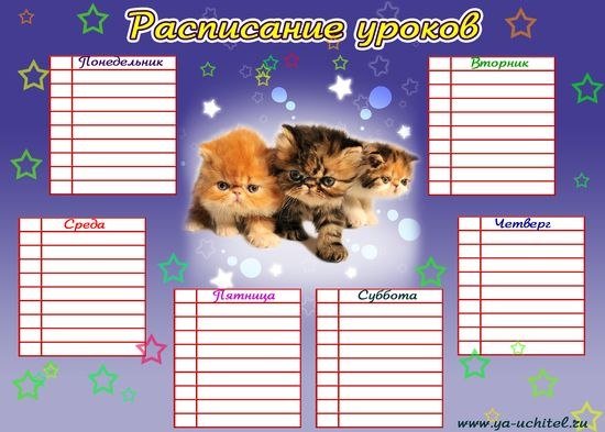 расписание уроков с котятами