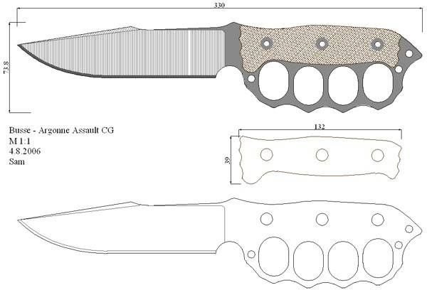 Нож Браво 1 бакривер чертеж с размерами