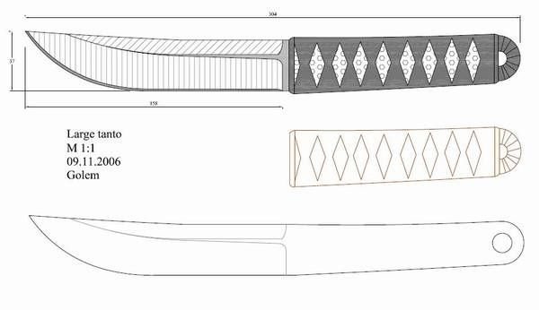 Чертёж ножа танто из стандофф 2 малахит