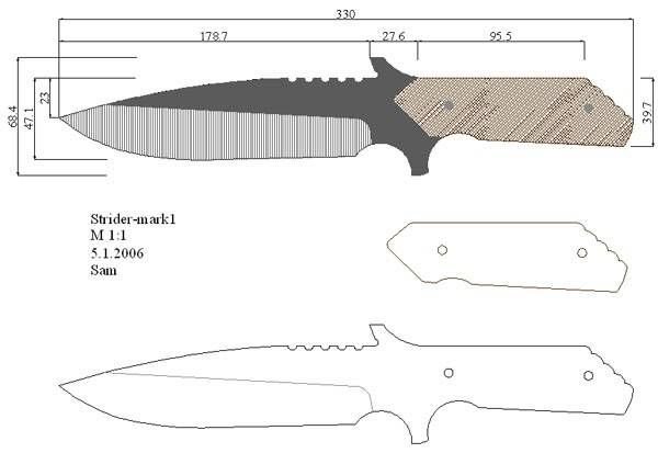 Чертеж охотничьего ножа м9