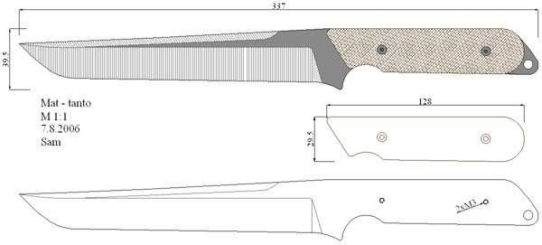 Клинок танто чертеж