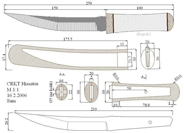 Японский меч танто чертеж