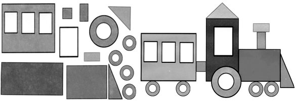 Поезд с геометрическими фигурами для детей