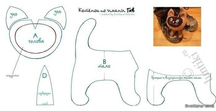 Выкройка игрушки котенок