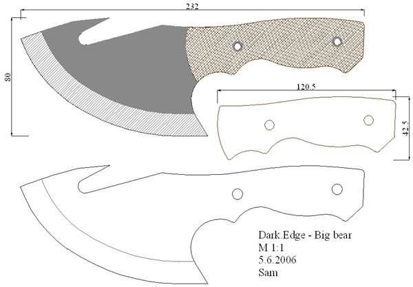 Шкуросъемный нож чертеж