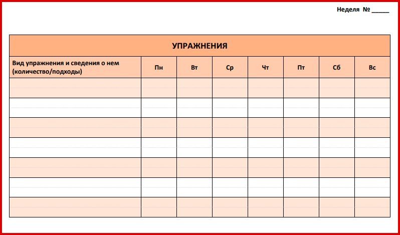 план тренировок на месяц