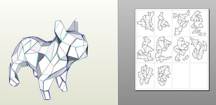Паперкрафт схема французский бульдог