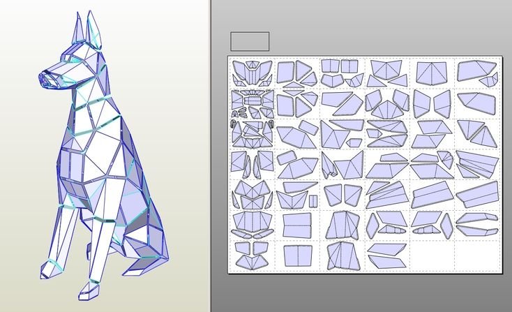Полигональный Доберман развертка