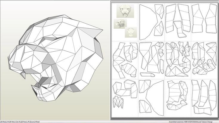 Голова тигра паперкрафт схема