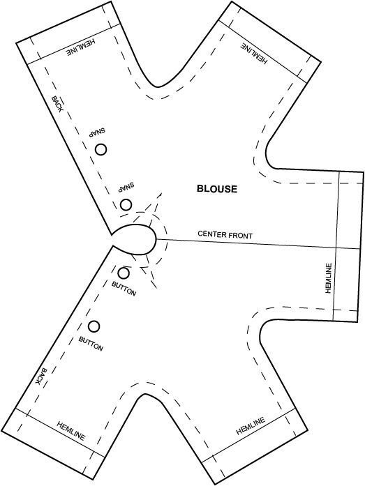 Выкройка кофты для куклы 35 см