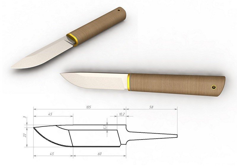 Нож пуукко чертеж