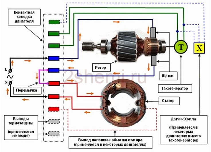 Схема подключения Эл двигателя стиральной машинки
