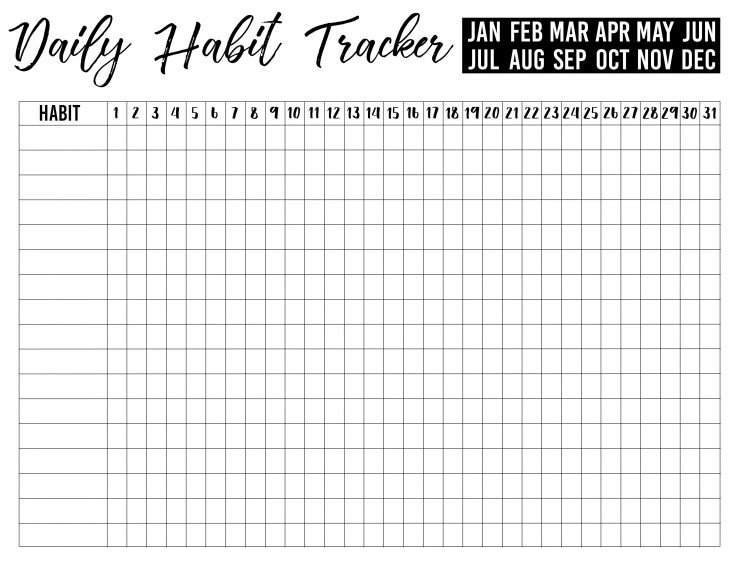 трекер привычек на месяц черно белый