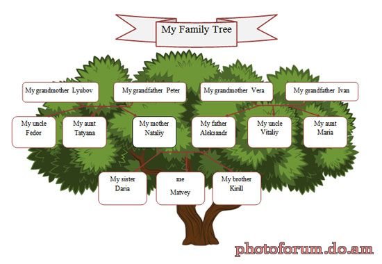 Родовое дерево на английском языке