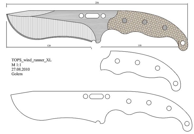 Чертеж лезвия охотничьего ножа