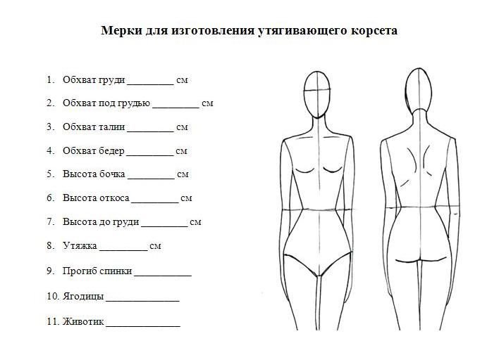 Снятие мерок для построения выкройки