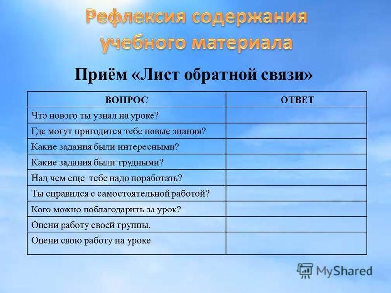 Лист обратной связи