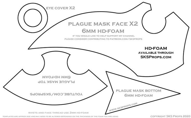 Выкройка PDF «Чумной Доктор»/ Pattern PDF leather Plague Doctor mask V32 — SteampunkRUS96