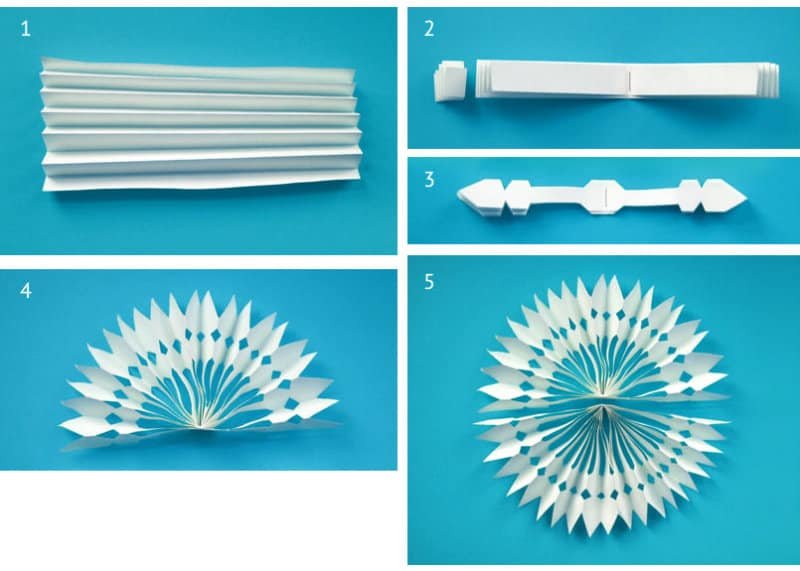 Объемные снежинки из гармошки
