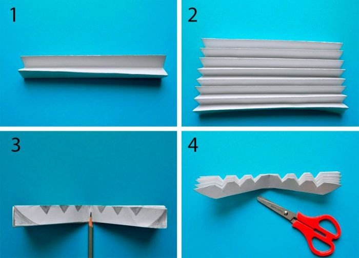 Снежинка гармошкой из бумаги объемная