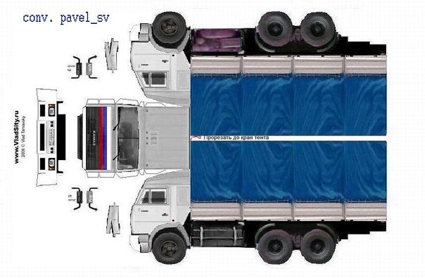 КАМАЗ 54115 из бумаги развертка