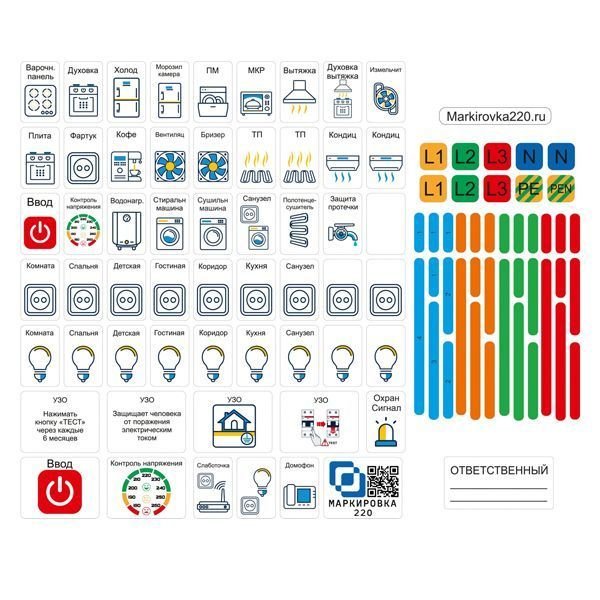 Маркировка 220 для электрических щитов