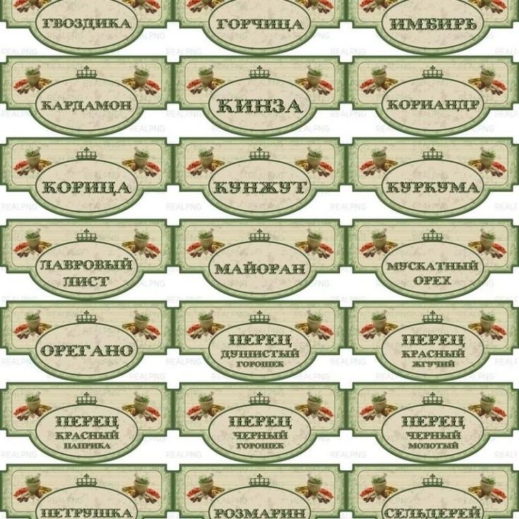 надписи на банки со специями
