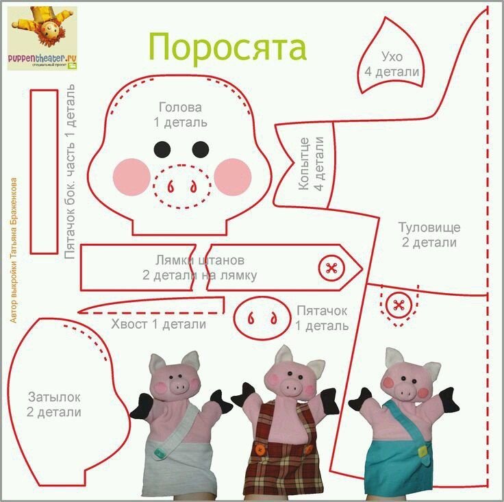 Игрушки для кукольного театра из фетра своими руками пошагово с фото. Выкройки