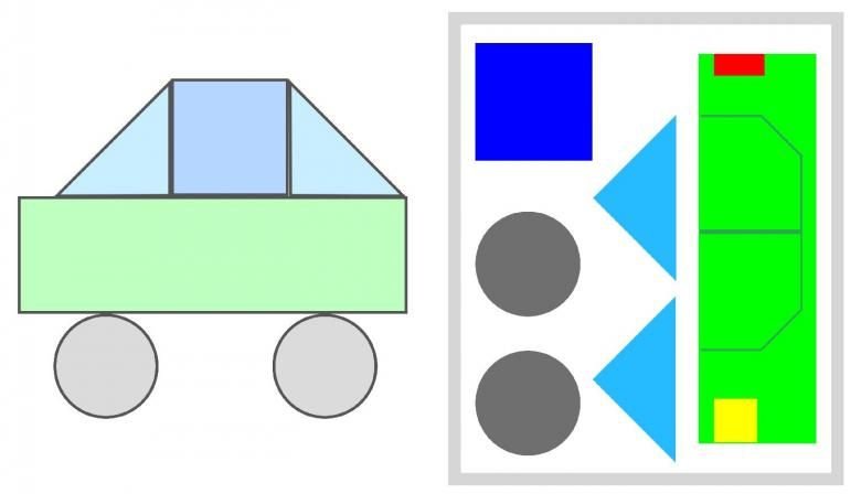 Грузовая машина из геометрических фигур