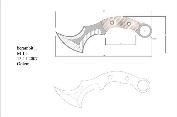 Эскиз ножа керамбит