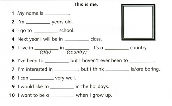 Рассказ о себе на английском 2 класс