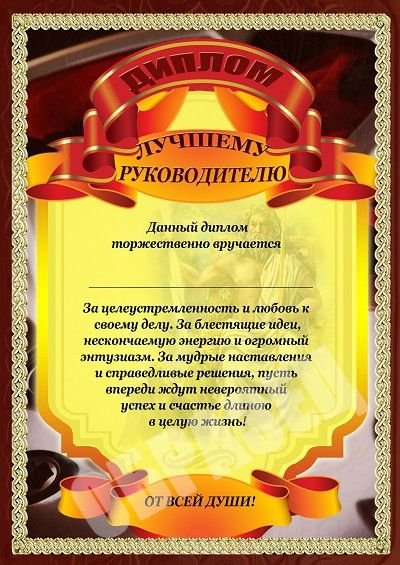 Диплом "лучшему руководителю"