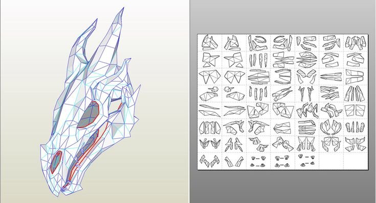 паперкрафт голова дракона