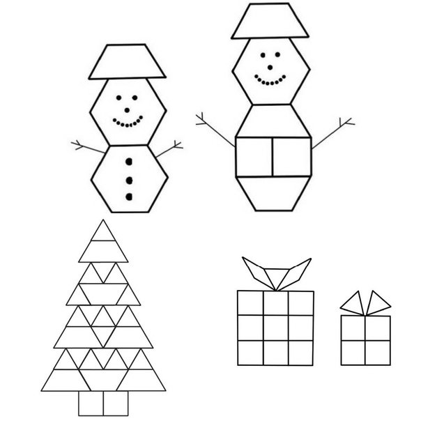 Снеговик из геометрических фигур