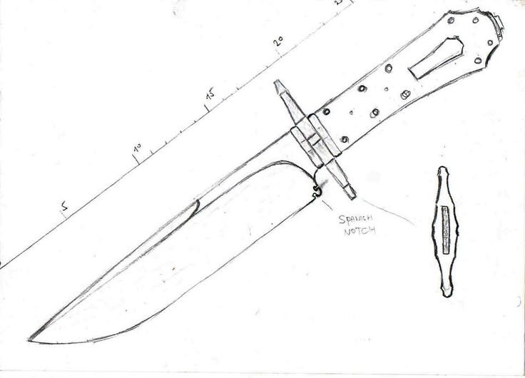 Нож Боуи чертеж с размерами