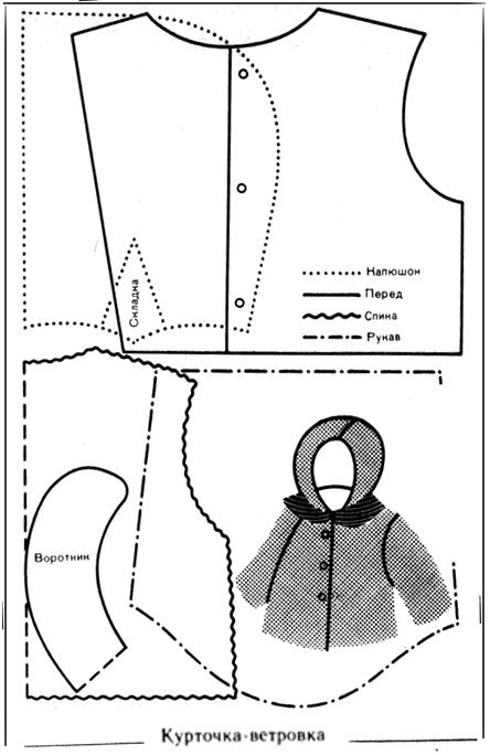 Выкройка шубки с капюшоном для куклы 30 см
