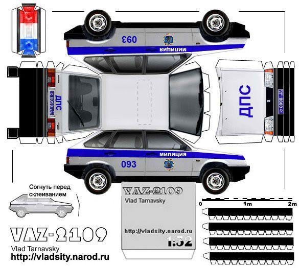 Развертка бумажной модели ВАЗ 2109