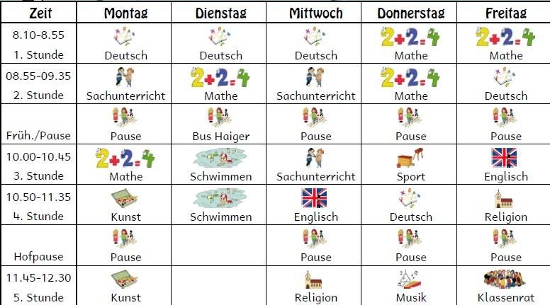 Расписание уроков по немецки