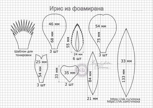 Цветы из фоамирана трафареты