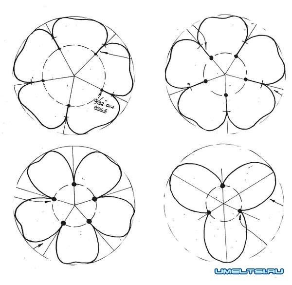 Чертеж лепестков для розы из металла