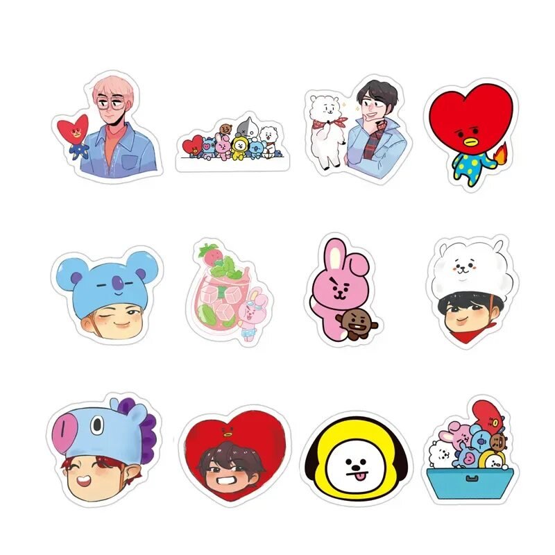 Стикеры bt21 BTS чб