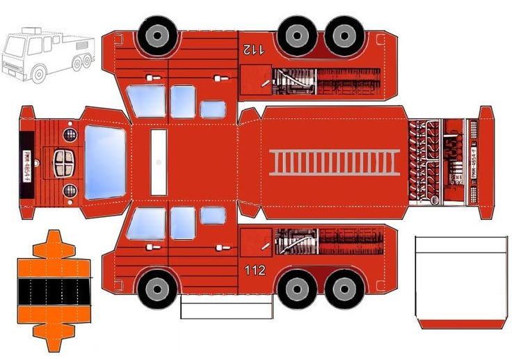 Мастер класс: пожарная машина из бумаги