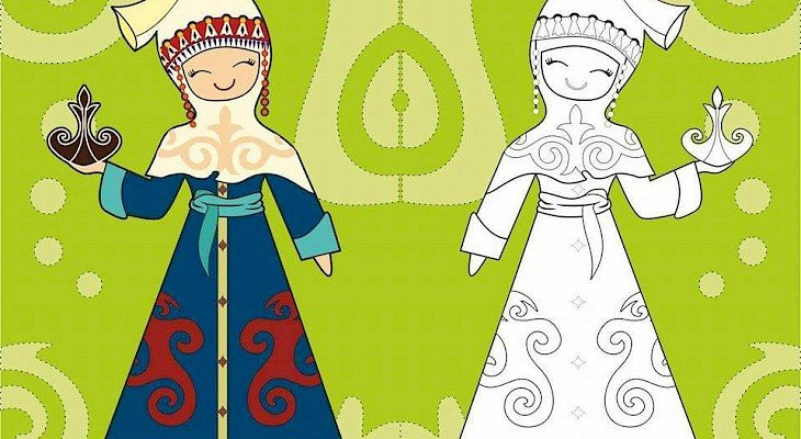 Казахский народный костюм рисунок