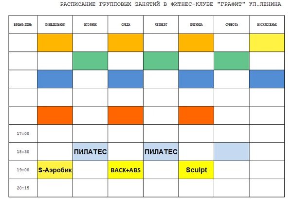 расписание групповых занятий